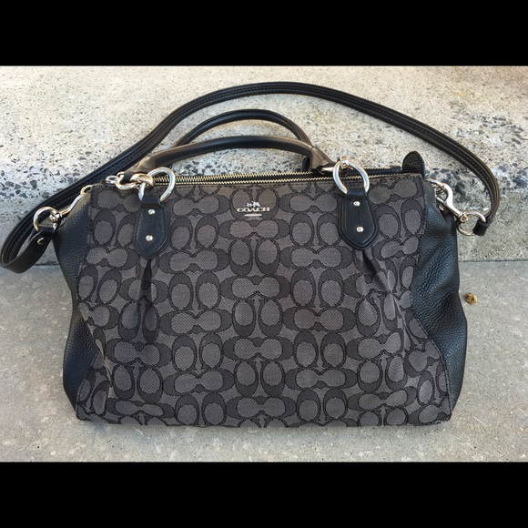 COACH Staton Carryall Leather Trim Signature Jacquard w! Matching Wallet - Picture 2 of 14